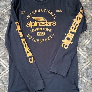 Alpinestars Winged Moto Premium Long Sleeve T-Shirt - Black/Gold - Size M